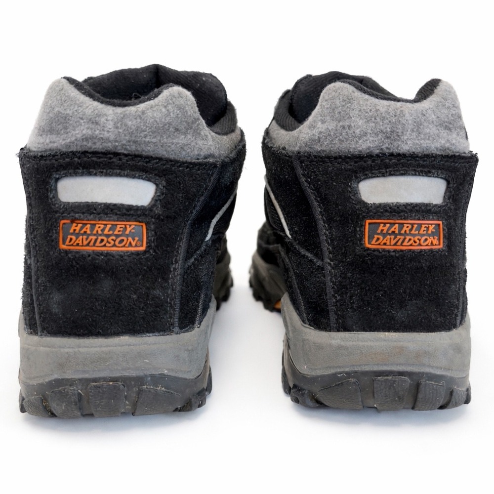 Harley-Davidson Womens Black Suede Mid Top Hiking Boots Size 8 81455 Orange Trim - Picture 5 of 8